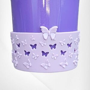 Lavender Purple Shimmer 3D Textured Butterfly Silicone Tumbler Boot - Cup Sleeve